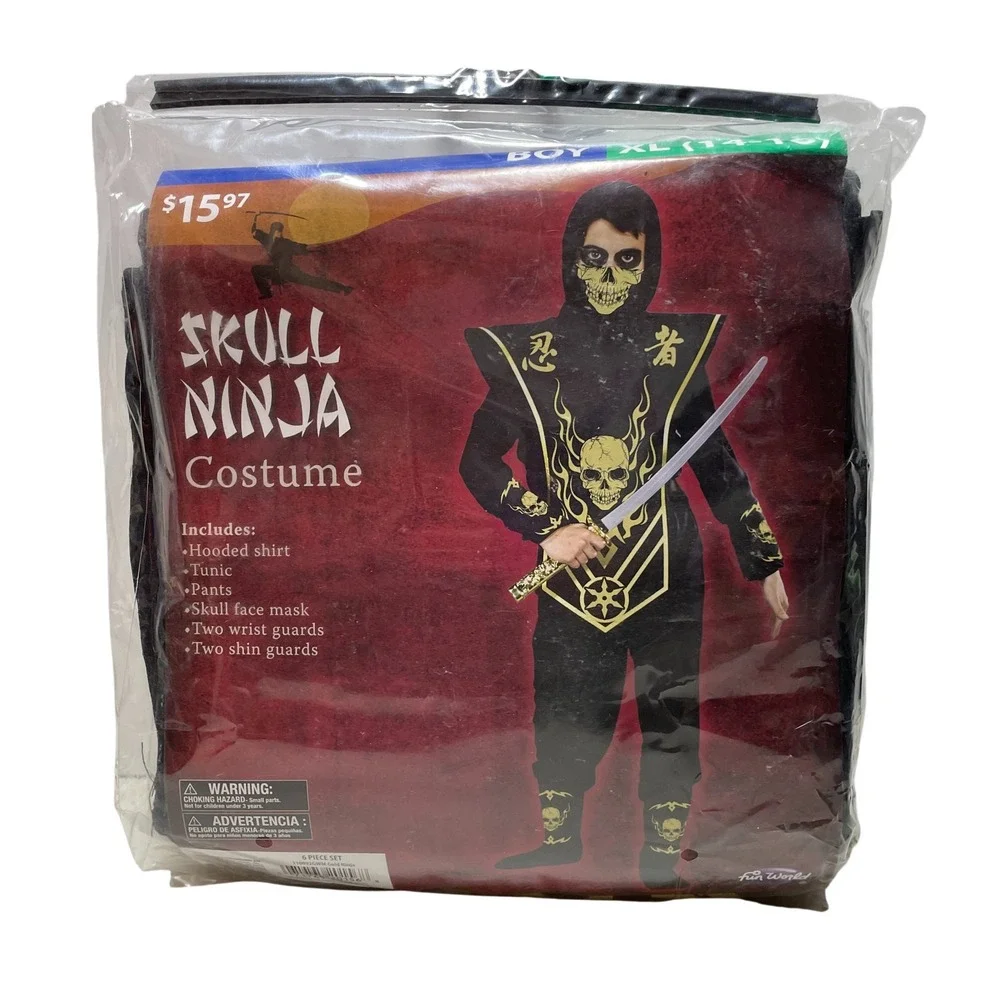 Skull‎ Ninja Costume NEW Boys XL 14-16 Party Theater